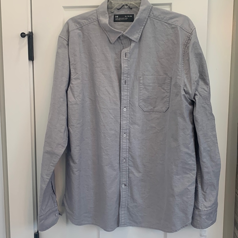Under Armour oxford button up grey size XL fitted excellent condition